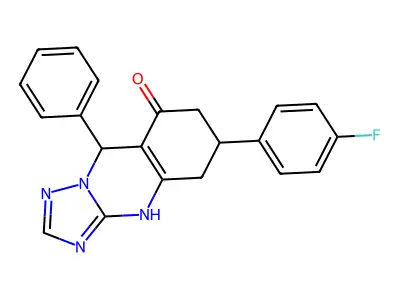 6-(4-fluorophenyl)-9-phenyl-5,6,7,9-tetrahydro[1,2,4]triazolo[5,1-b]quinazolin-8(4H)-one structure