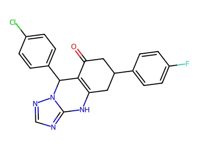 9-(4-chlorophenyl)-6-(4-fluorophenyl)-5,6,7,9-tetrahydro[1,2,4]triazolo[5,1-b]quinazolin-8-ol structure