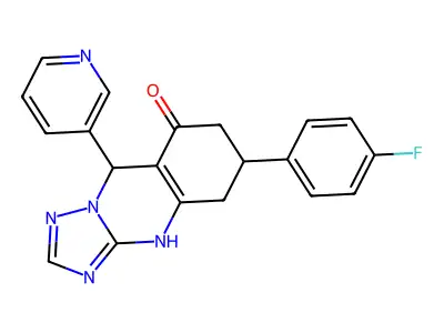 6-(4-fluorophenyl)-9-(pyridin-3-yl)-5,6,7,9-tetrahydro[1,2,4]triazolo[5,1-b]quinazolin-8(4H)-one structure
