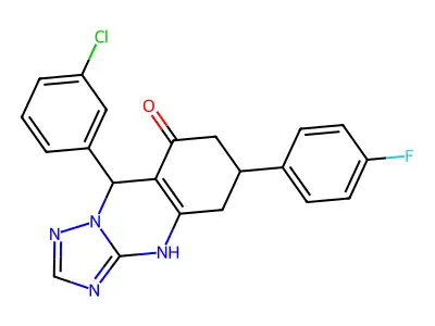 9-(3-chlorophenyl)-6-(4-fluorophenyl)-5,6,7,9-tetrahydro[1,2,4]triazolo[5,1-b]quinazolin-8(4H)-one structure