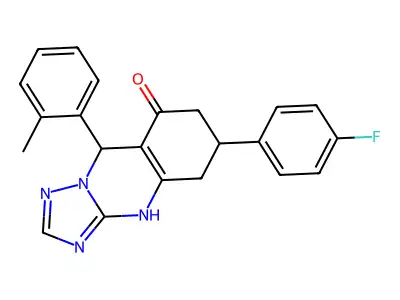 6-(4-fluorophenyl)-9-(2-methylphenyl)-5,6,7,9-tetrahydro[1,2,4]triazolo[5,1-b]quinazolin-8(4H)-one structure
