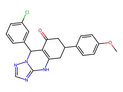 9-(3-chlorophenyl)-6-(4-methoxyphenyl)-5,6,7,9-tetrahydro[1,2,4]triazolo[5,1-b]quinazolin-8(4H)-one structure