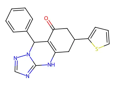 9-phenyl-6-(2-thienyl)-5,6,7,9-tetrahydro[1,2,4]triazolo[5,1-b]quinazolin-8(4H)-one structure