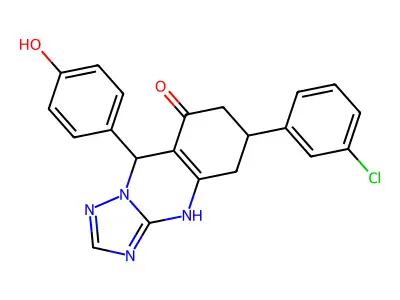 6-(3-chlorophenyl)-9-(4-hydroxyphenyl)-5,6,7,9-tetrahydro[1,2,4]triazolo[5,1-b]quinazolin-8(4H)-one structure