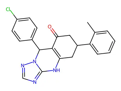 9-(4-chlorophenyl)-6-(2-methylphenyl)-5,6,7,9-tetrahydro[1,2,4]triazolo[5,1-b]quinazolin-8(4H)-one structure