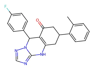 9-(4-fluorophenyl)-6-(2-methylphenyl)-5,6,7,9-tetrahydro[1,2,4]triazolo[5,1-b]quinazolin-8(4H)-one structure