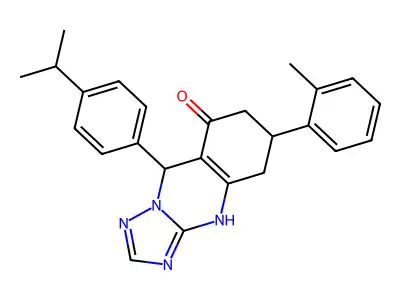 6-(2-methylphenyl)-9-[4-(propan-2-yl)phenyl]-5,6,7,9-tetrahydro[1,2,4]triazolo[5,1-b]quinazolin-8(4H)-one structure