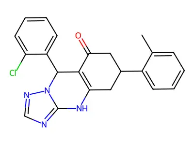 9-(2-chlorophenyl)-6-(2-methylphenyl)-5,6,7,9-tetrahydro[1,2,4]triazolo[5,1-b]quinazolin-8(4H)-one structure
