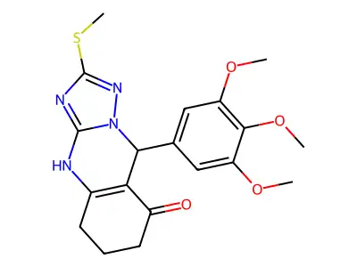 2-(methylsulfanyl)-9-(3,4,5-trimethoxyphenyl)-5,6,7,9-tetrahydro[1,2,4]triazolo[5,1-b]quinazolin-8(4H)-one structure
