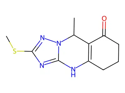 9-methyl-2-(methylsulfanyl)-5,6,7,9-tetrahydro[1,2,4]triazolo[5,1-b]quinazolin-8-ol structure