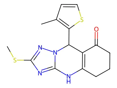 2-(methylsulfanyl)-9-(3-methylthiophen-2-yl)-5,6,7,9-tetrahydro[1,2,4]triazolo[5,1-b]quinazolin-8(4H)-one structure