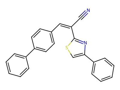 (Z)-3-(4-phenylphenyl)-2-(4-phenyl-1,3-thiazol-2-yl)prop-2-enenitrile structure