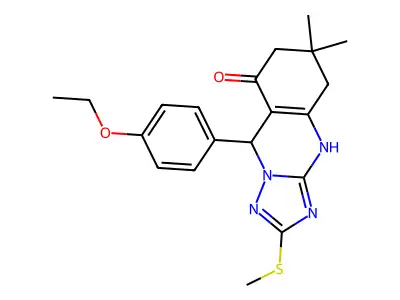 9-(4-ethoxyphenyl)-6,6-dimethyl-2-(methylsulfanyl)-5,6,7,9-tetrahydro[1,2,4]triazolo[5,1-b]quinazolin-8(4H)-one structure