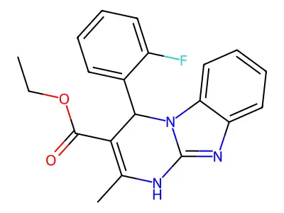 ethyl 4-(2-fluorophenyl)-2-methyl-1,4-dihydropyrimido[1,2-a]benzimidazole-3-carboxylate structure