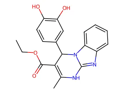 ethyl 4-(3,4-dihydroxyphenyl)-2-methyl-1,4-dihydropyrimido[1,2-a]benzimidazole-3-carboxylate structure