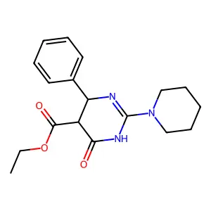ethyl 4-oxo-6-phenyl-2-(piperidin-1-yl)-1,4,5,6-tetrahydropyrimidine-5-carboxylate structure