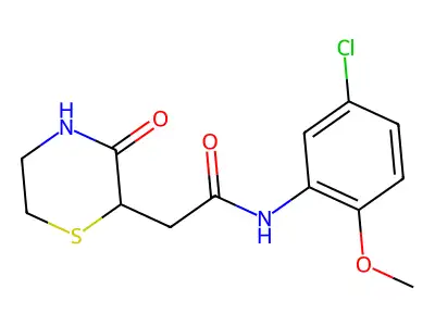 N-(5-chloro-2-methoxyphenyl)-2-(3-oxothiomorpholin-2-yl)acetamide structure