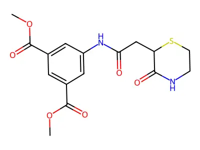 Dimethyl 5-{[(3-oxo-2-thiomorpholinyl)acetyl]amino}isophthalate structure
