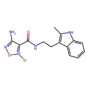4-amino-N-[2-(2-methyl-1H-indol-3-yl)ethyl]-1,2,5-oxadiazole-3-carboxamide 2-oxide structure