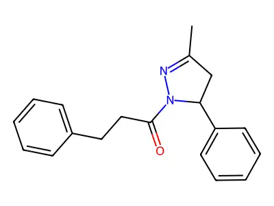 3-methyl-5-phenyl-1-(3-phenylpropanoyl)-4,5-dihydro-1H-pyrazole structure