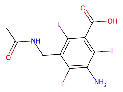 3-((Acetylamino)methyl)-5-amino-2,4,6-triiodobenzoic acid structure
