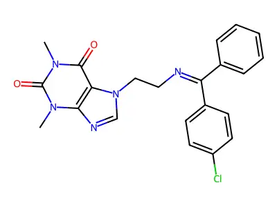 1H-Purine-2,6-dione, 3,7-dihydro-7-(2-(((4-chlorophenyl)phenylmethylene)amino)ethyl)-1,3-dimethyl- structure