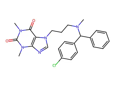 1H-Purine-2,6-dione, 3,7-dihydro-7-(3-(((4-chlorophenyl)phenylmethyl)methylamino)propyl)-1,3-dimethyl- structure
