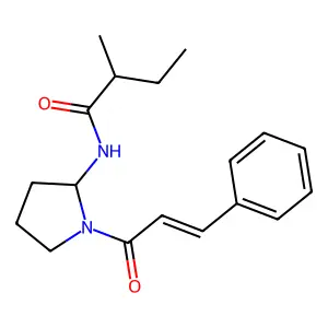 (2R)-2-methyl-N-[1-(3-phenylprop-2-enoyl)pyrrolidin-2-yl]butanamide structure
