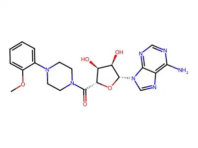 Piperazine, 1-(1-(6-amino-9H-purin-9-yl)-1-deoxy-beta-D-ribofuranurononyl)-4-(2-methoxyphenyl)- structure