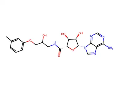 beta-D-Ribofuranuronamide, 1-(6-amino-9H-purin-9-yl)-1-deoxy-N-(2-hydroxy-3-(3-methylphenoxy)propyl)- structure