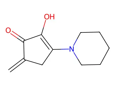 2-Cyclopenten-1-one, 2-hydroxy-5-methylene-3-(1-piperidinyl)- structure