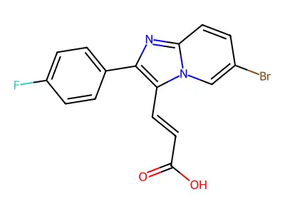 3-[6-Bromo-2-(4-fluorophenyl)imidazo[1,2-a]pyridin-3-yl]prop-2-enoic acid structure