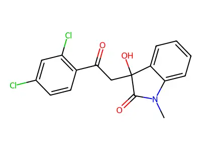 3-[2-(2,4-Dichlorophenyl)-2-oxoethyl]-3-hydroxy-1-methylindol-2-one structure