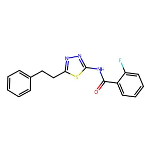 2-fluoro-N-[5-(2-phenylethyl)-1,3,4-thiadiazol-2-yl]benzamide structure