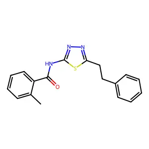 2-methyl-N-[5-(2-phenylethyl)-1,3,4-thiadiazol-2-yl]benzamide structure