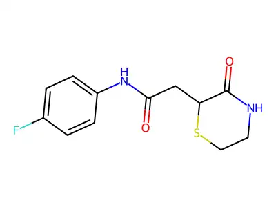 N-(4-fluorophenyl)-2-(3-oxothiomorpholin-2-yl)acetamide structure