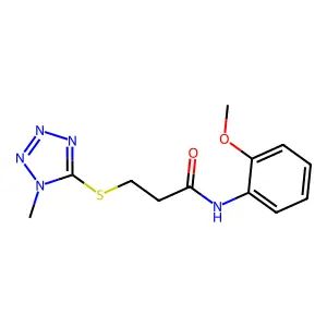 N-(2-methoxyphenyl)-3-(1-methyltetrazol-5-yl)sulfanylpropanamide structure