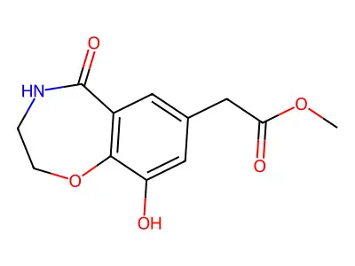 1,4-Benzoxazepine-7-acetic acid, 2,3,4,5-tetrahydro-9-hydroxy-5-oxo-, methyl ester structure