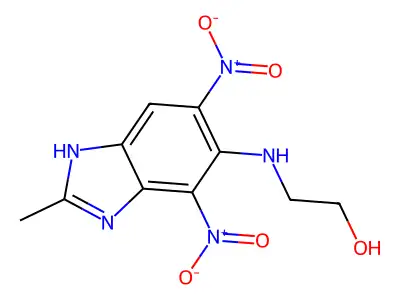 Ethanol, 2-((2-methyl-4,6-dinitro-1H-benzimidazol-5-yl)amino)- structure