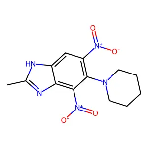 1H-Benzimidazole, 4,6-dinitro-2-methyl-5-(1-piperidinyl)- structure