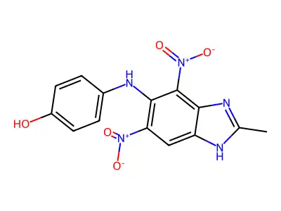 Phenol, 4-((4,6-dinitro-2-methyl-1H-benzimidazol-5-yl)amino)- structure