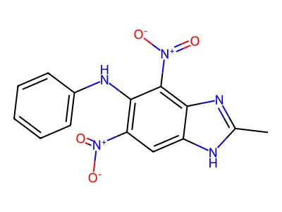 1H-Benzimidazol-5-amine, 4,6-dinitro-2-methyl-N-phenyl- structure