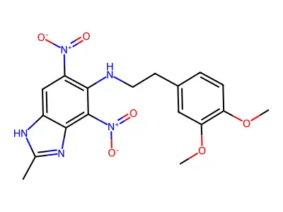 1H-Benzimidazol-5-amine, N-(2-(3,4-dimethoxyphenyl)ethyl)-4,6-dinitro-2-methyl- structure