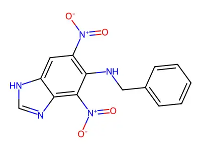1H-Benzimidazol-5-amine, 4,6-dinitro-N-(phenylmethyl)- structure
