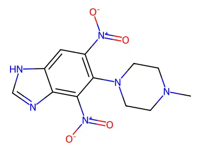 1H-Benzimidazole, 4,6-dinitro-5-(4-methyl-1-piperazinyl)- structure