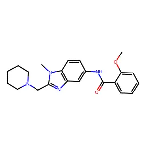2-methoxy-N-[1-methyl-2-(piperidin-1-ylmethyl)benzimidazol-5-yl]benzamide structure