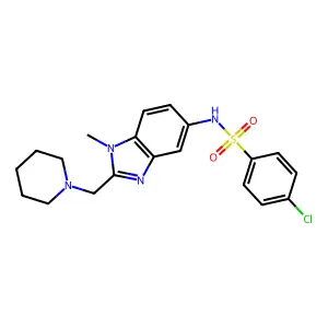 4-chloro-N-[1-methyl-2-(piperidin-1-ylmethyl)benzimidazol-5-yl]benzenesulfonamide structure