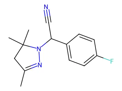 (4-fluorophenyl)(3,5,5-trimethyl-4,5-dihydro-1H-pyrazol-1-yl)acetonitrile structure