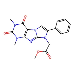 Methyl 2-(2,4-dimethyl-1,3-dioxo-7-phenylpurino[7,8-a]imidazol-6-yl)acetate structure
