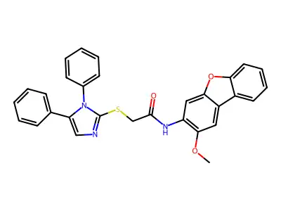 2-(1,5-diphenylimidazol-2-yl)sulfanyl-N-(2-methoxydibenzofuran-3-yl)acetamide structure